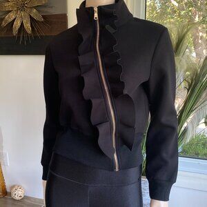Vivid New York Asymmetric Zipper Cropped Sweater Sz M
